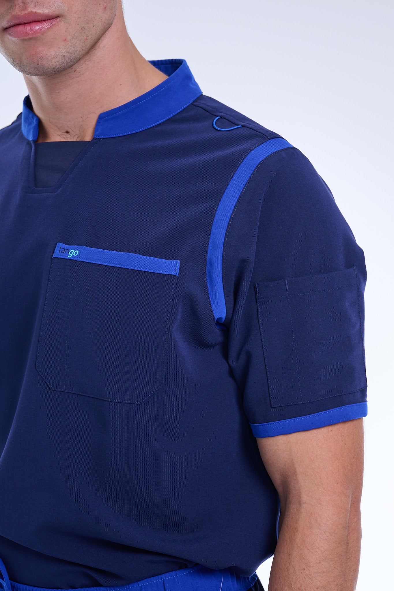 Men's Navy / Royal Blue C-Collar Scrub Top