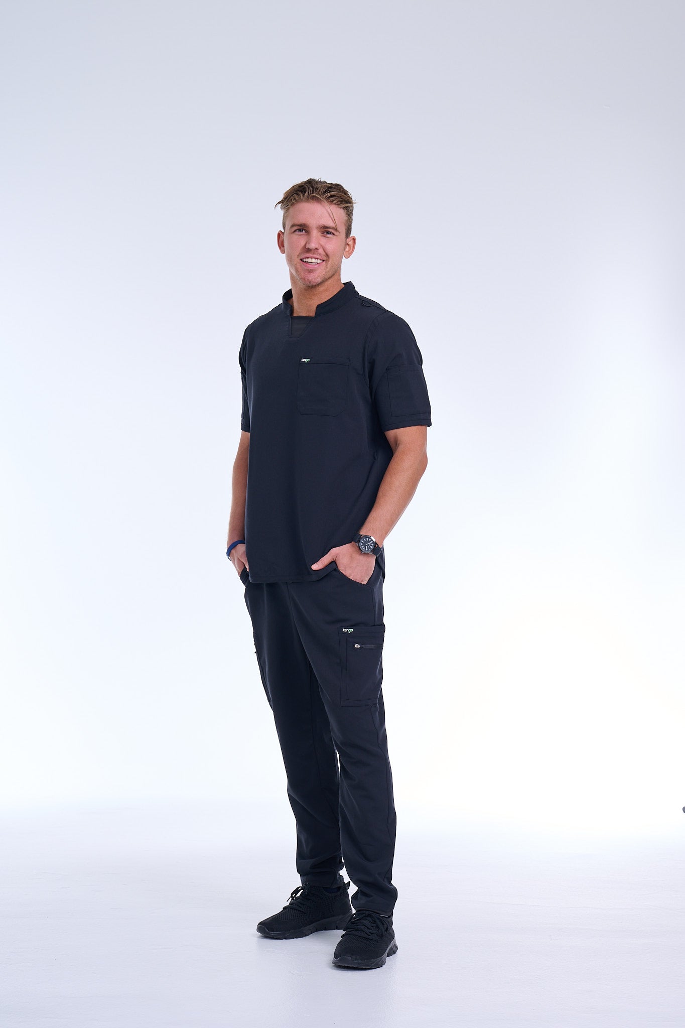 Men's Jet Black Straight Scrub Pants