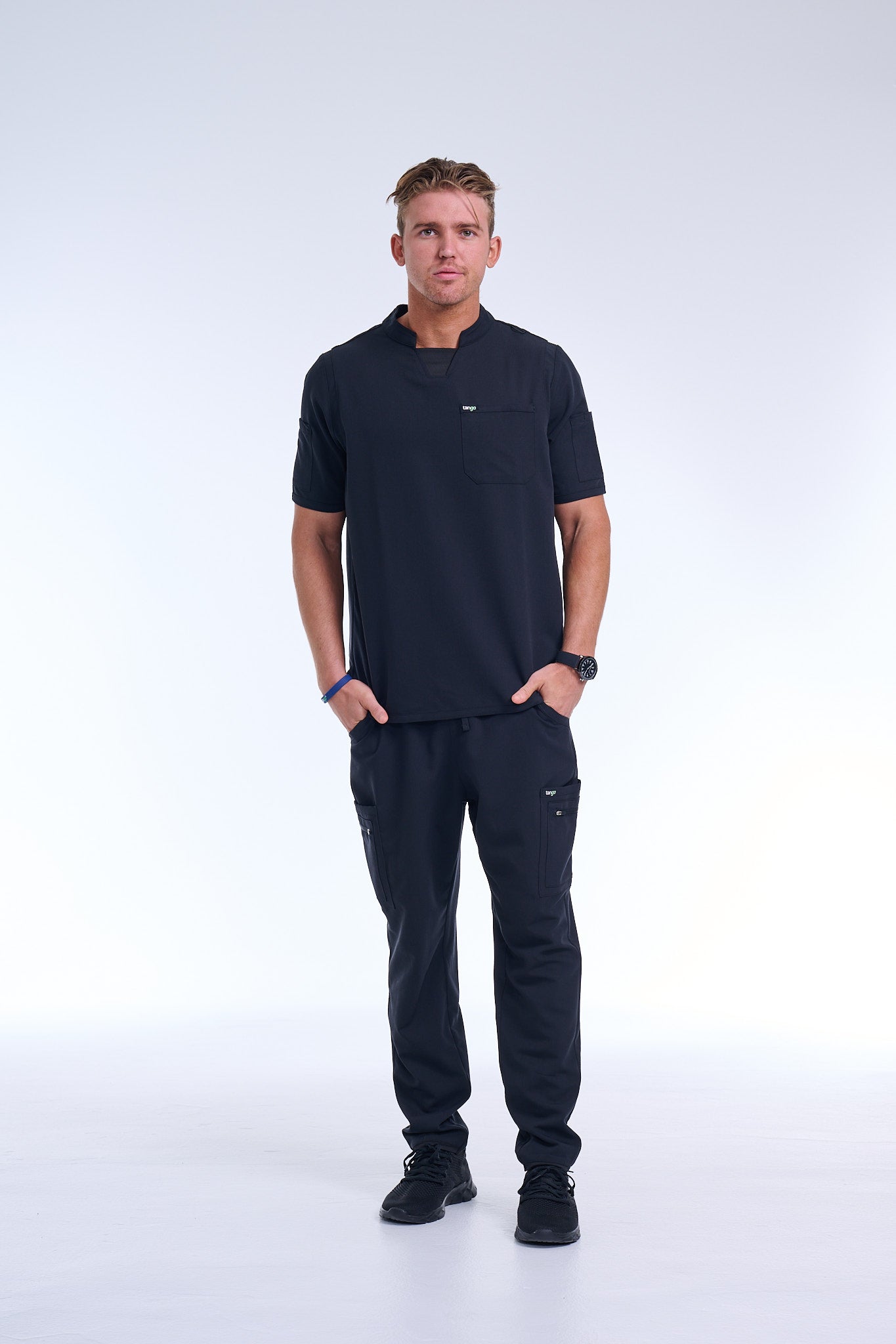 Men's Jet Black Straight Scrub Pants