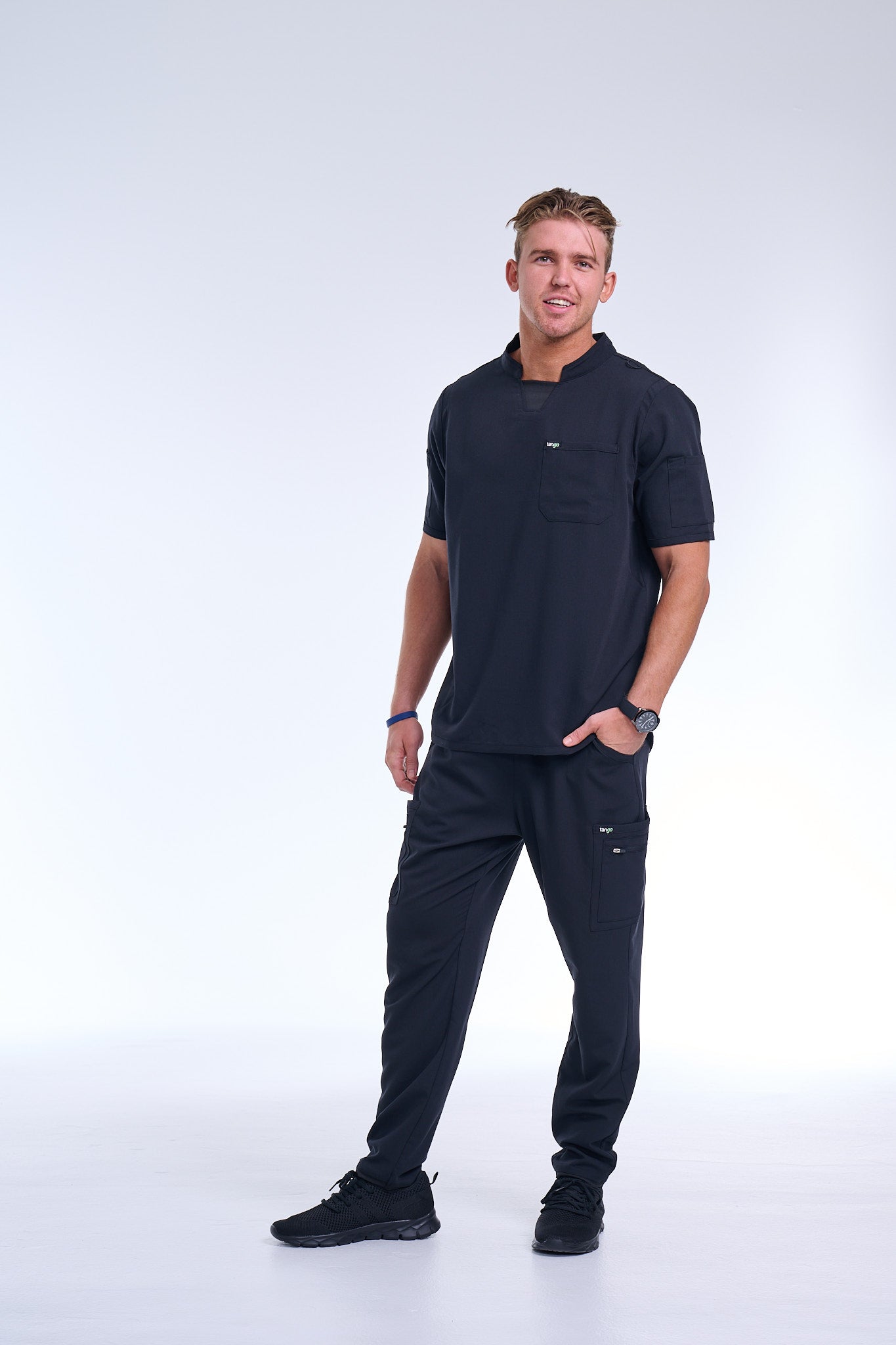 Men's Jet Black Straight Scrub Pants