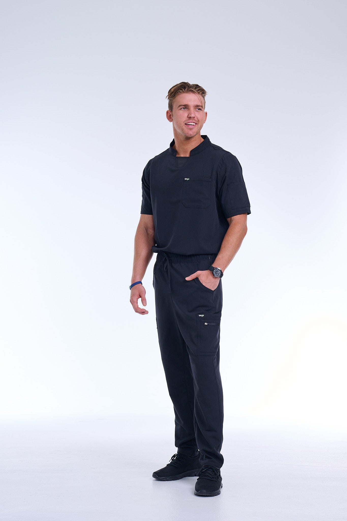 Men's Jet Black Straight Scrub Pants