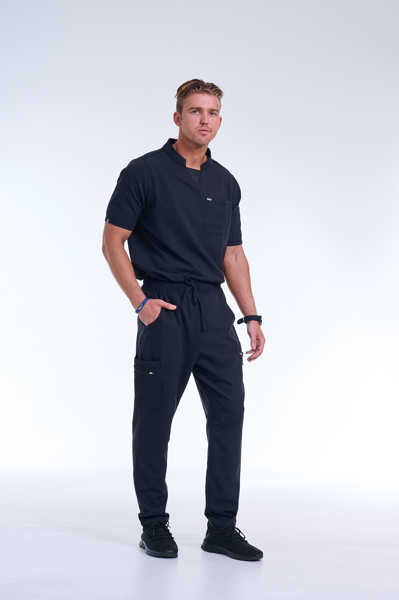 Men's Jet Black Straight Scrub Pants
