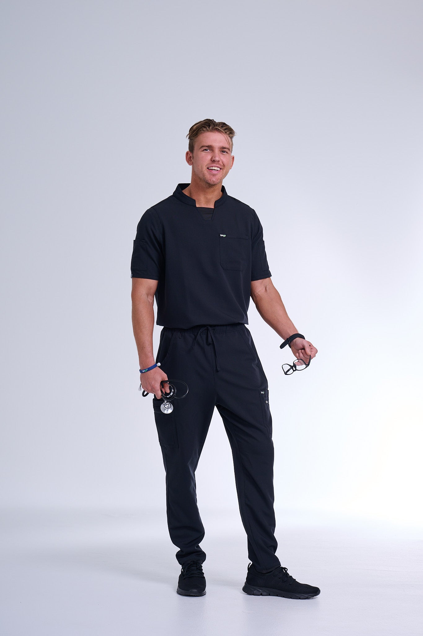 Men's Jet Black Straight Scrub Pants