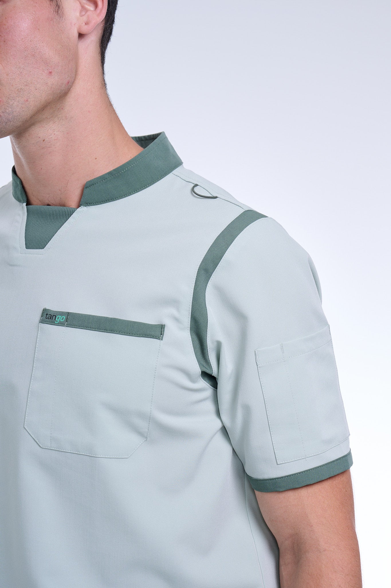 Men's Sea Green C-Collar Scrub Top