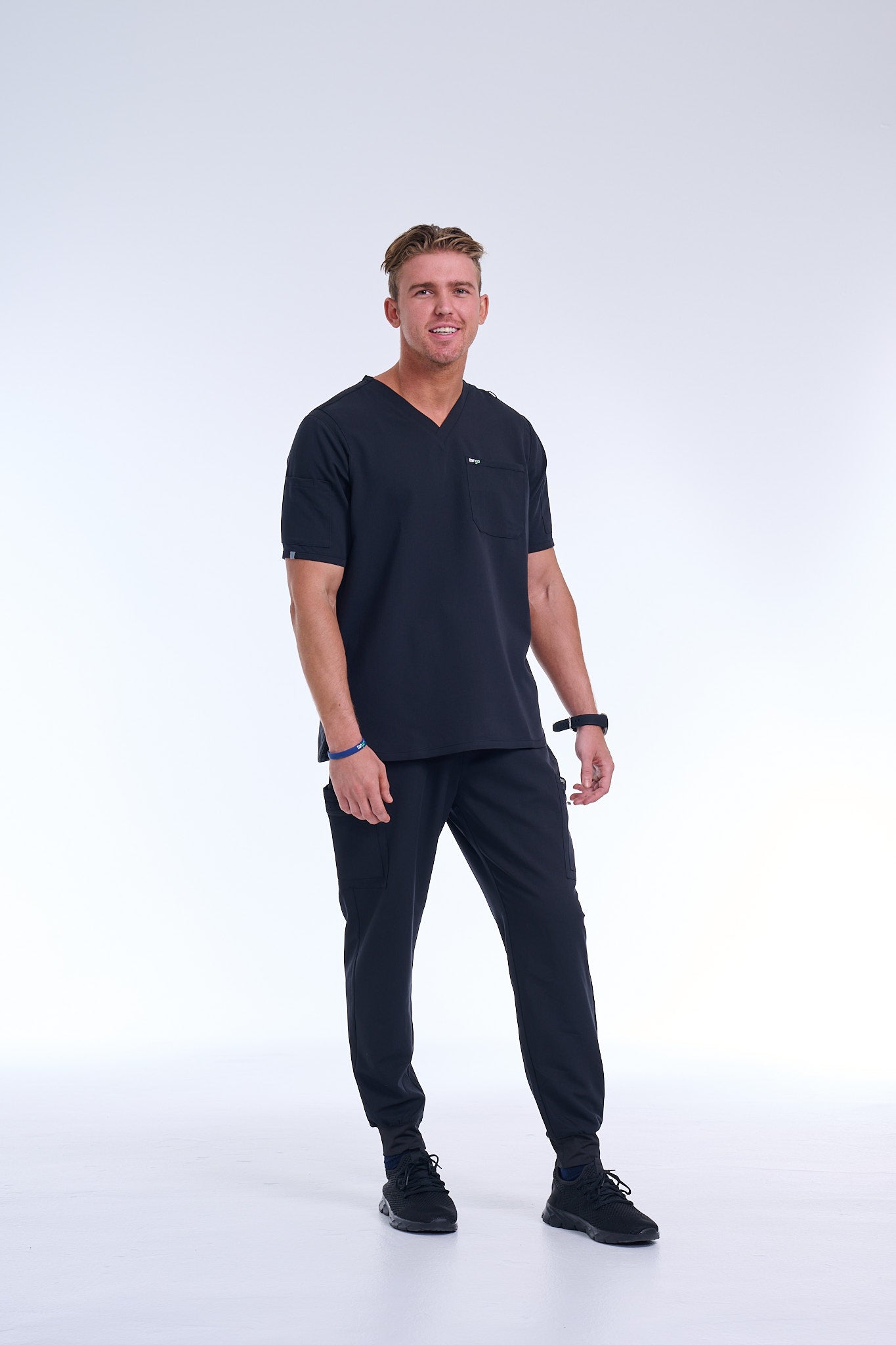 Men's Jet Black Jogger Scrub Pants