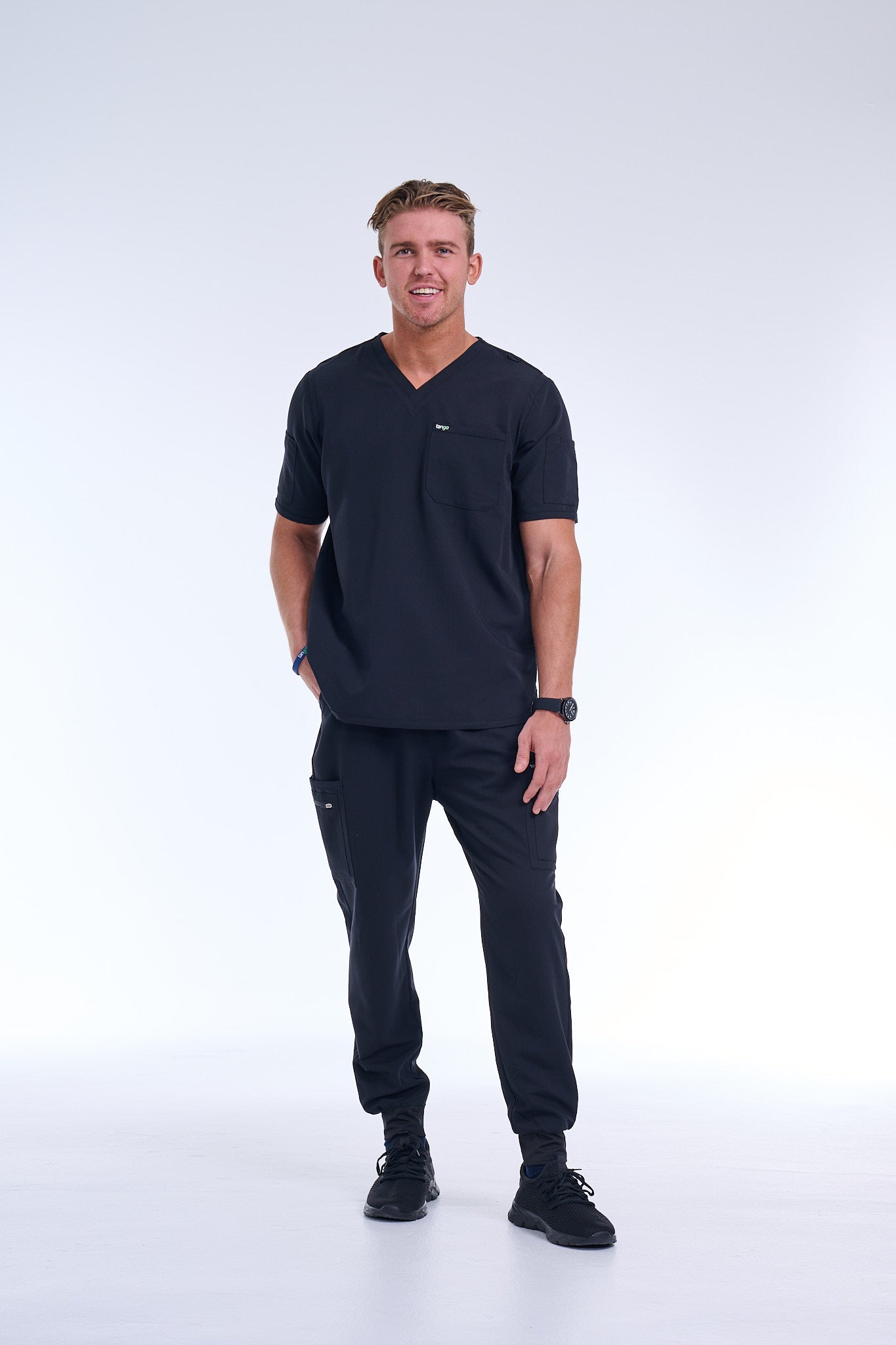 Men's Jet Black Jogger Scrub Pants