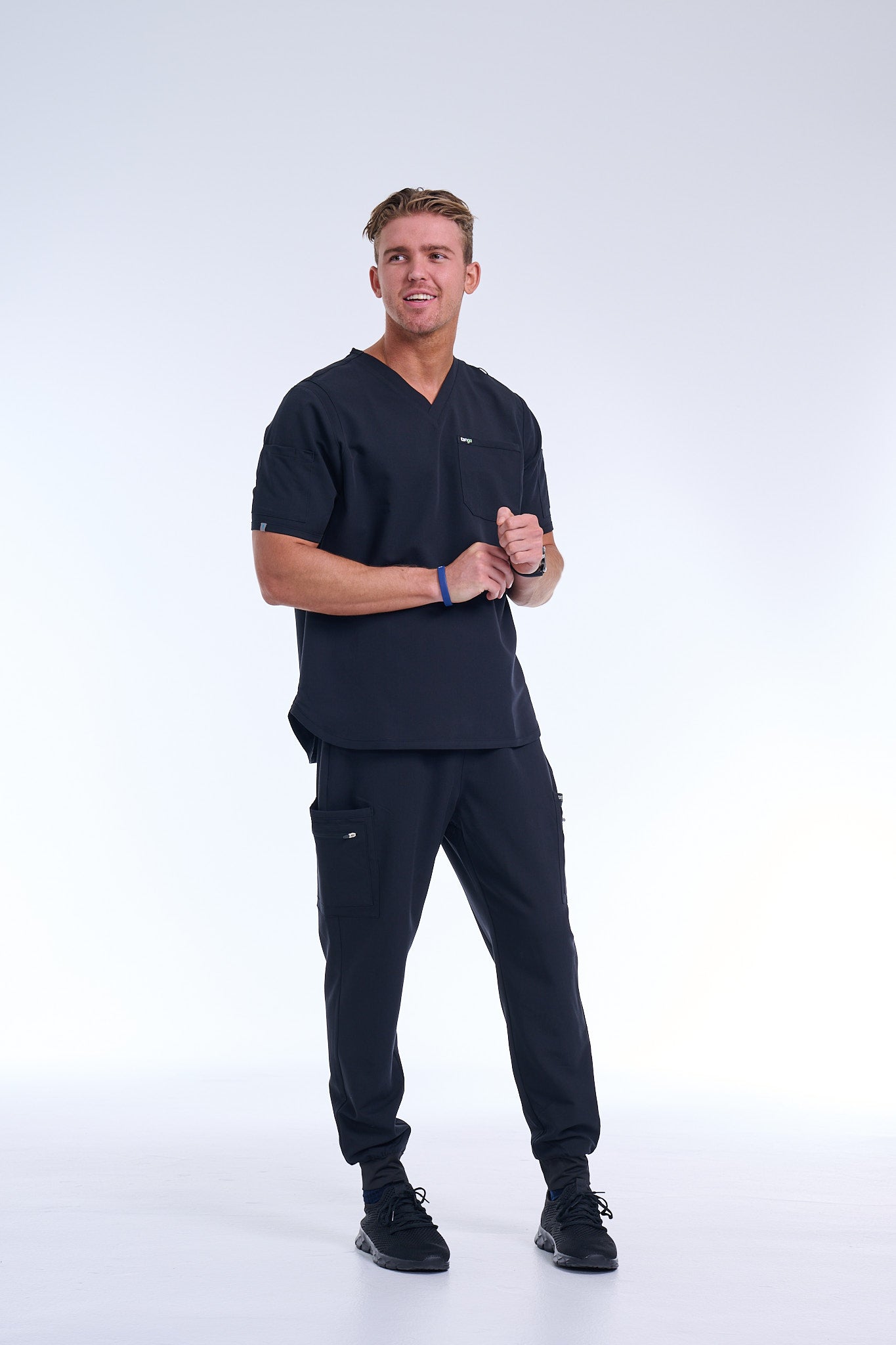 Men's Jet Black Jogger Scrub Pants