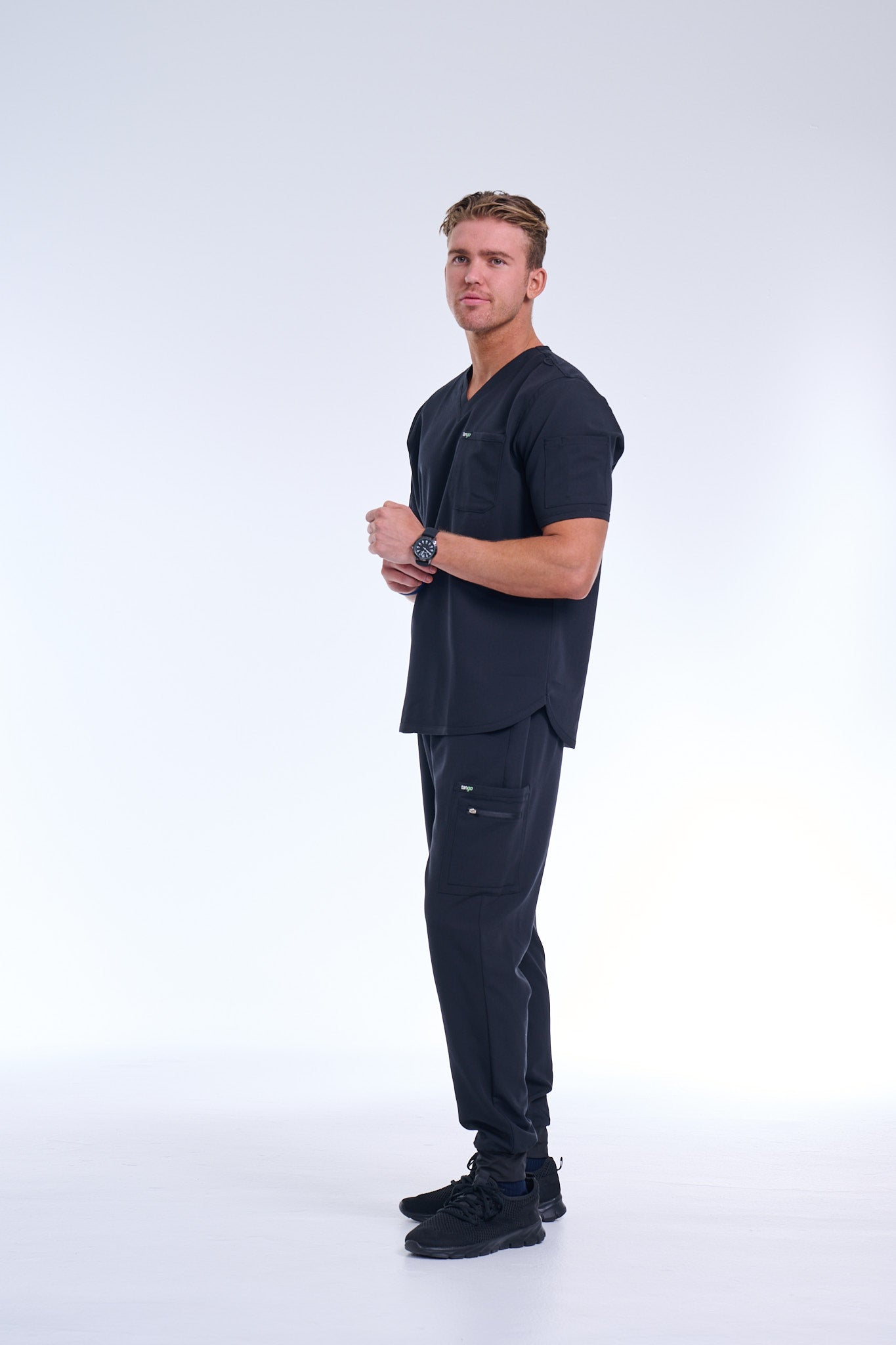 Men's Jet Black Jogger Scrub Pants