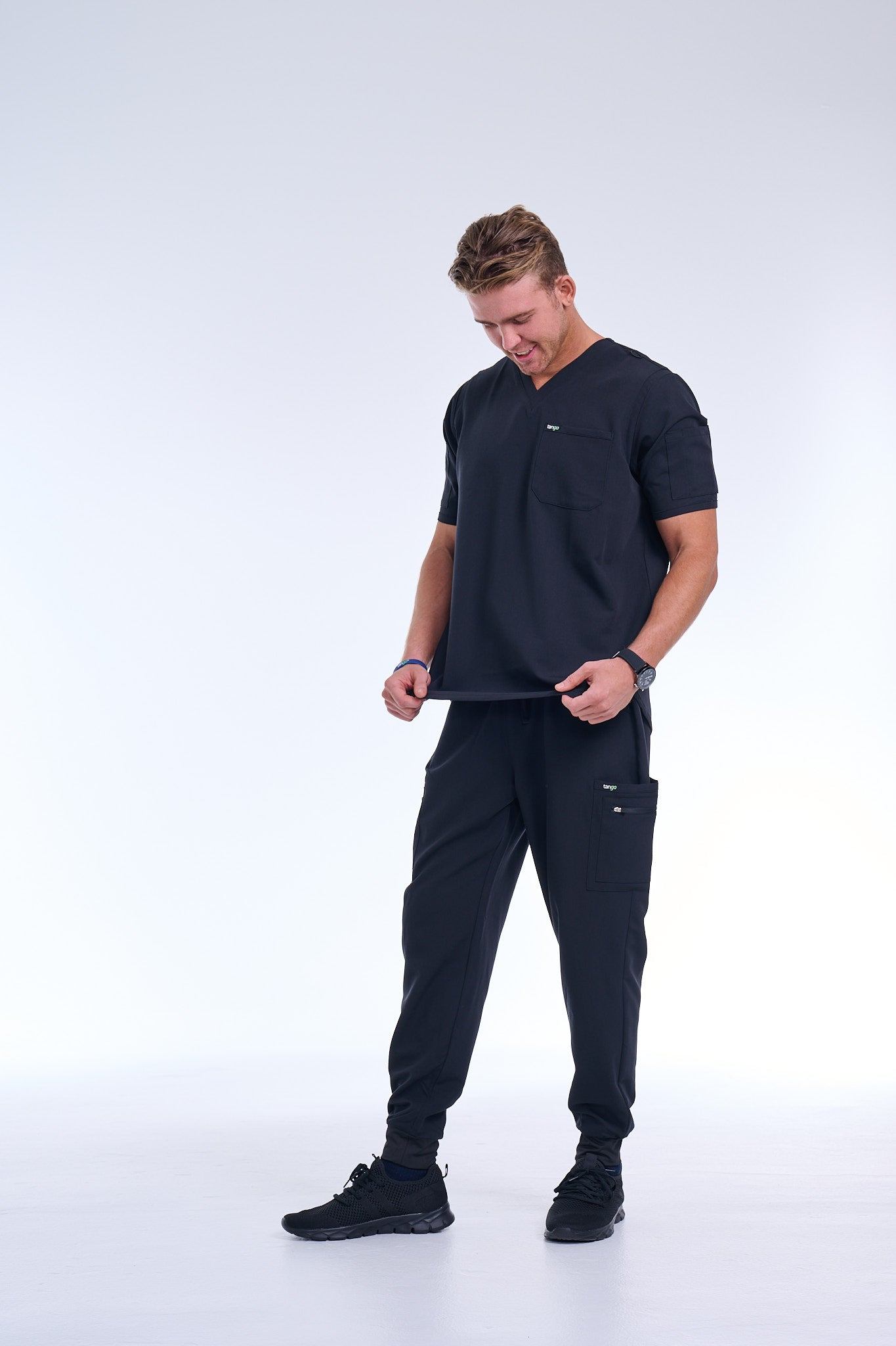 Men's Jet Black Jogger Scrub Pants