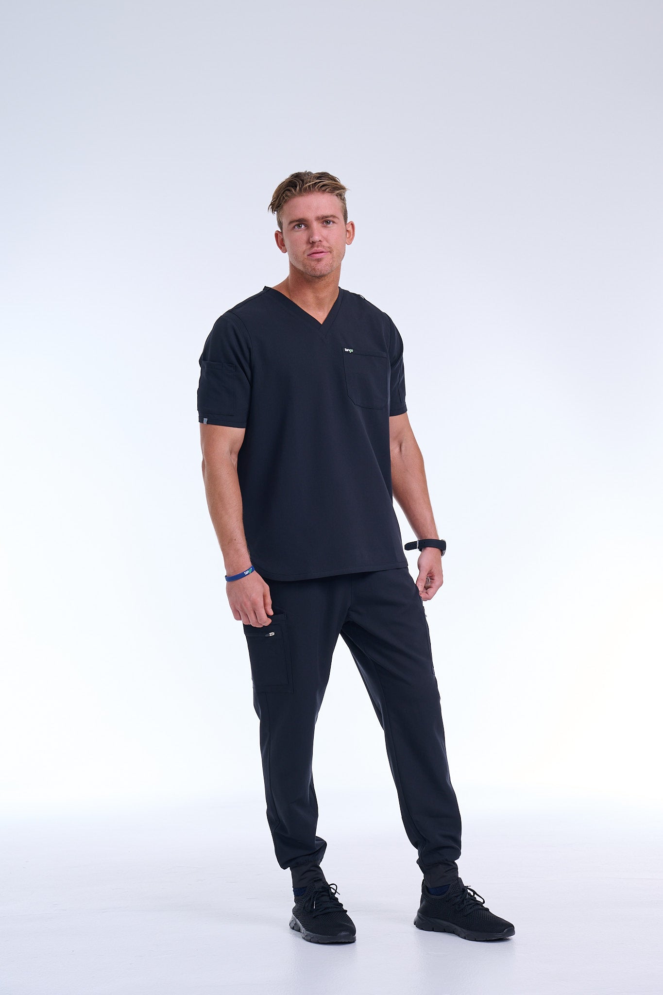 Men's Jet Black Jogger Scrub Pants