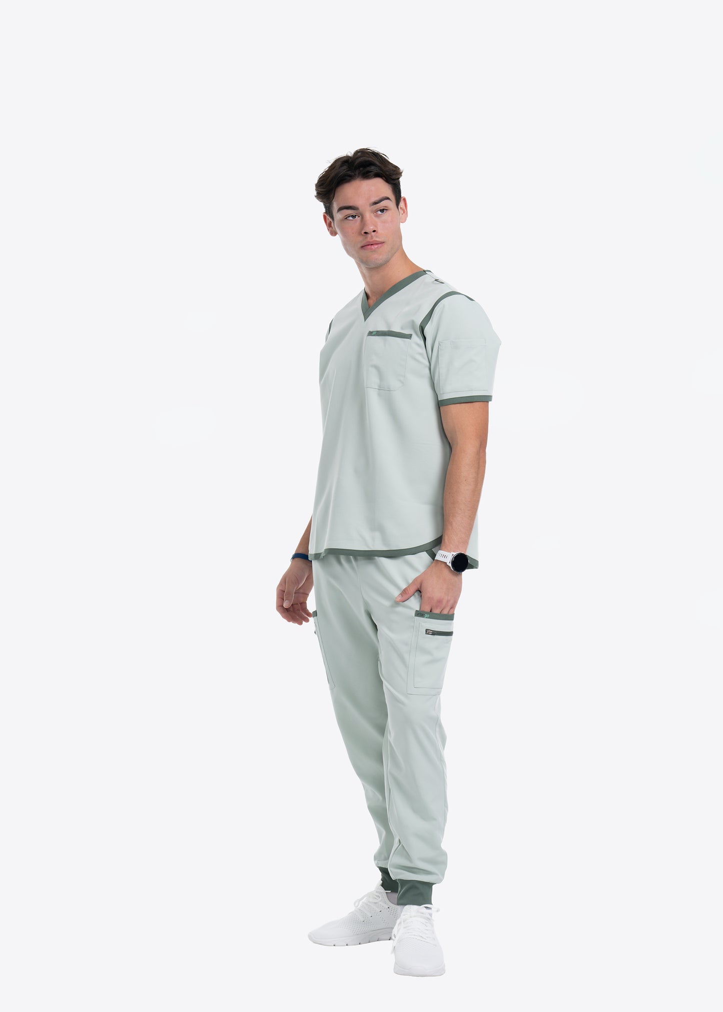 Men's Sea Green / Stone Jogger Scrub Pants