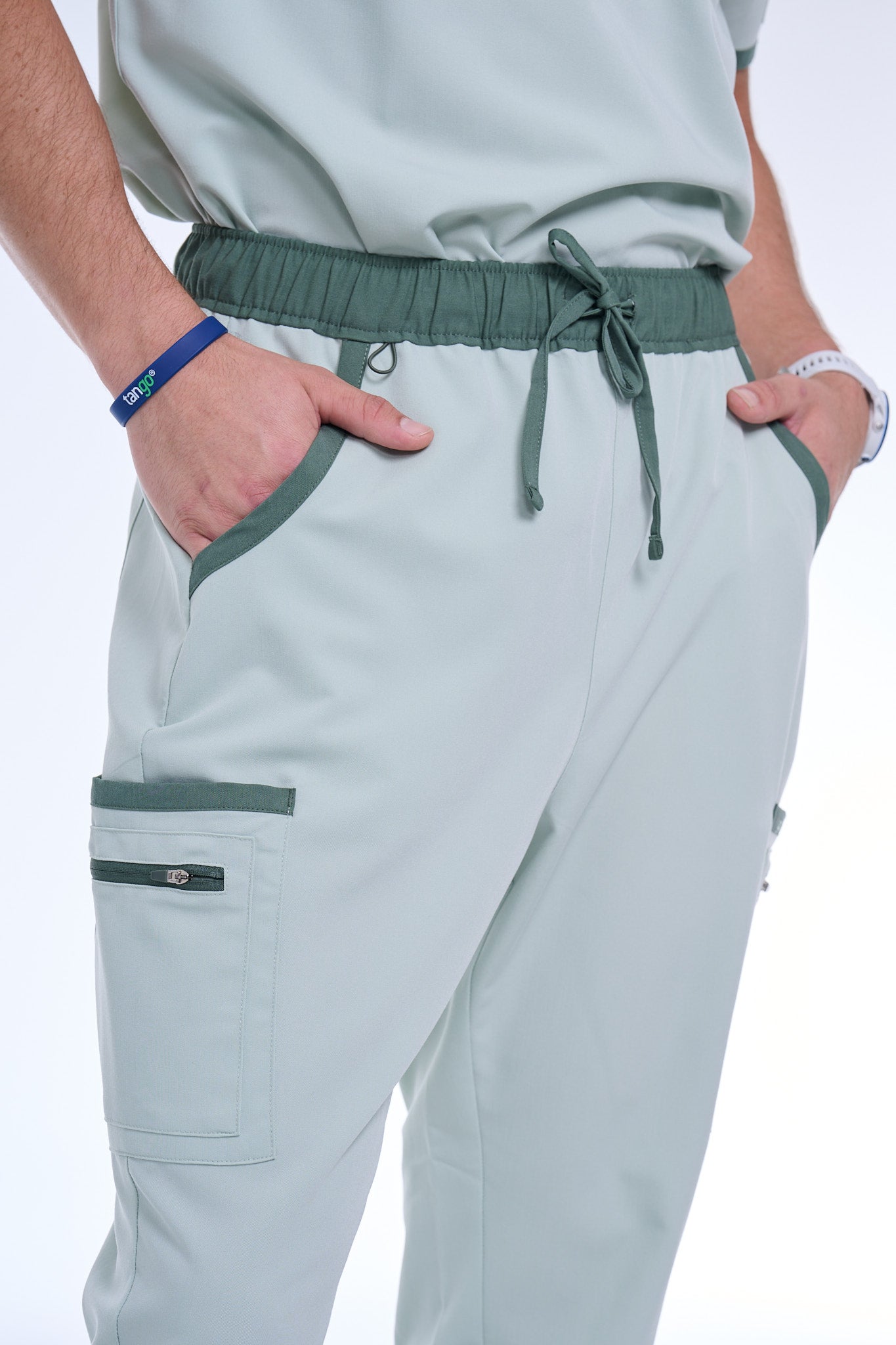 Men's Sea Green / Stone Jogger Scrub Pants