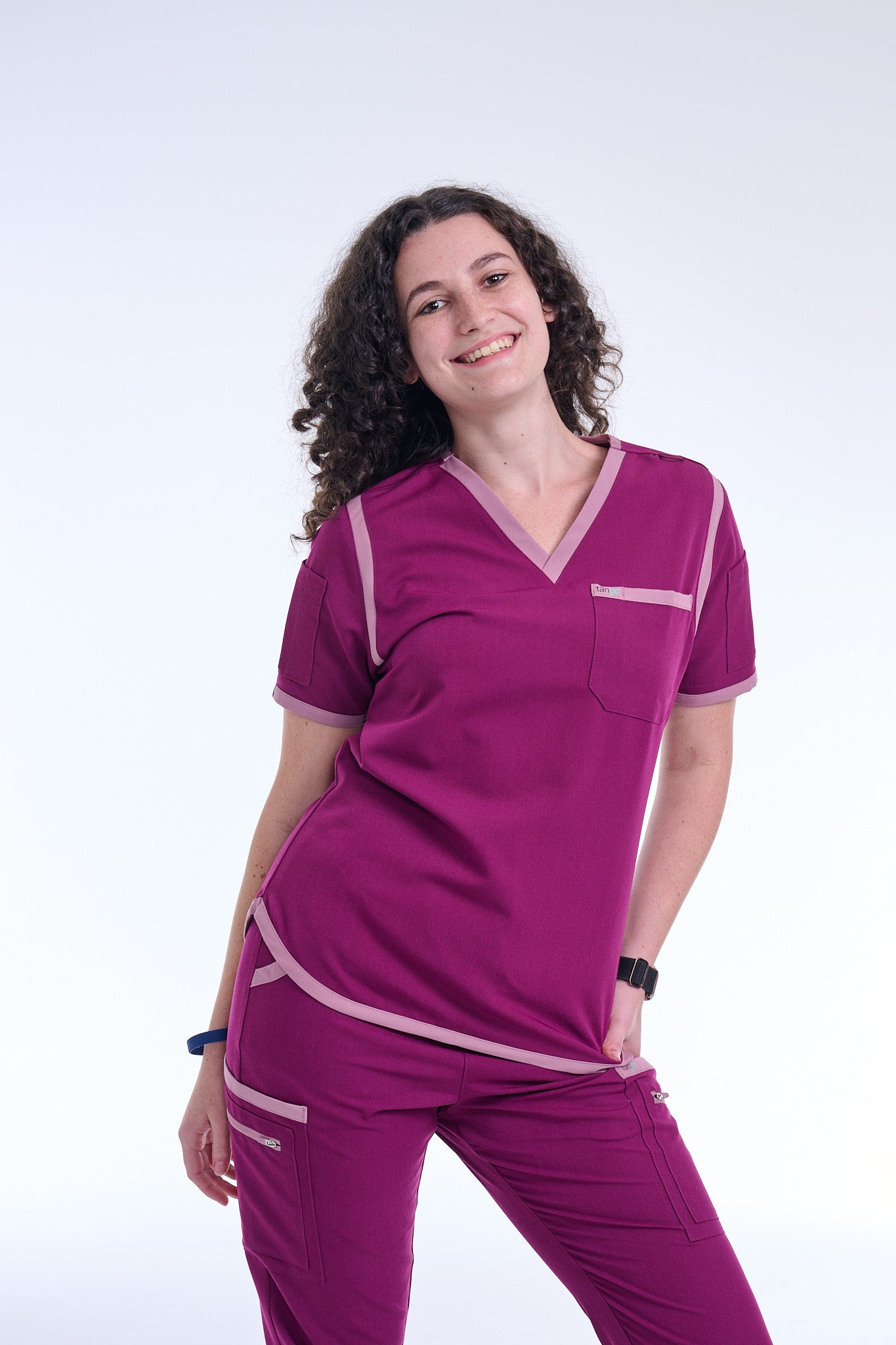 Women's Raspberry Pink / Mauve V-Neck Scrub Top