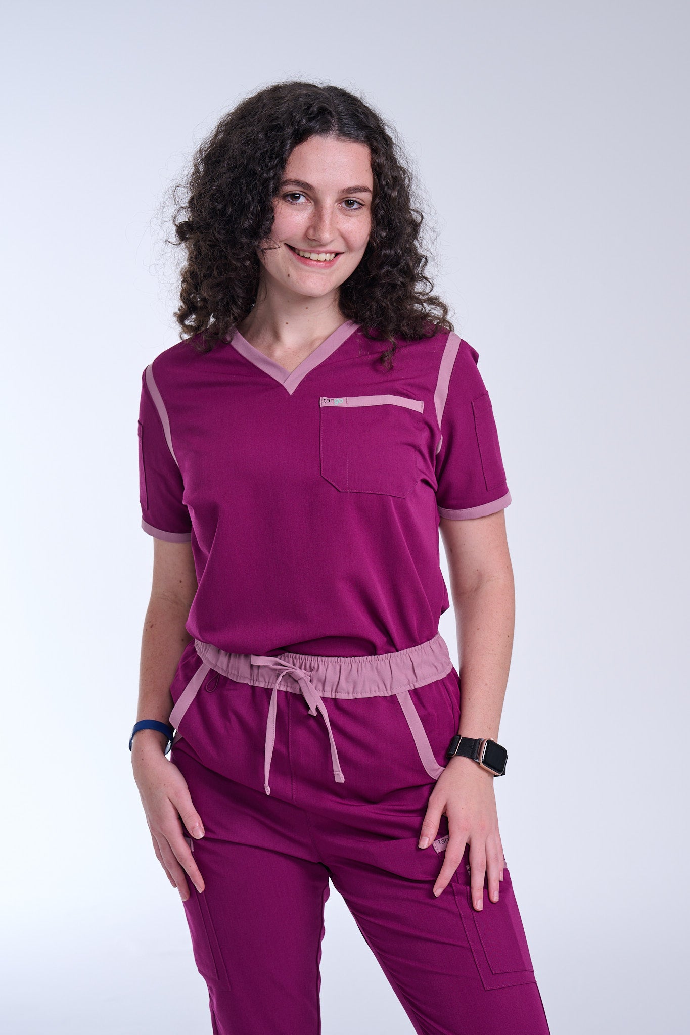 Women's Raspberry Pink / Mauve V-Neck Scrub Top