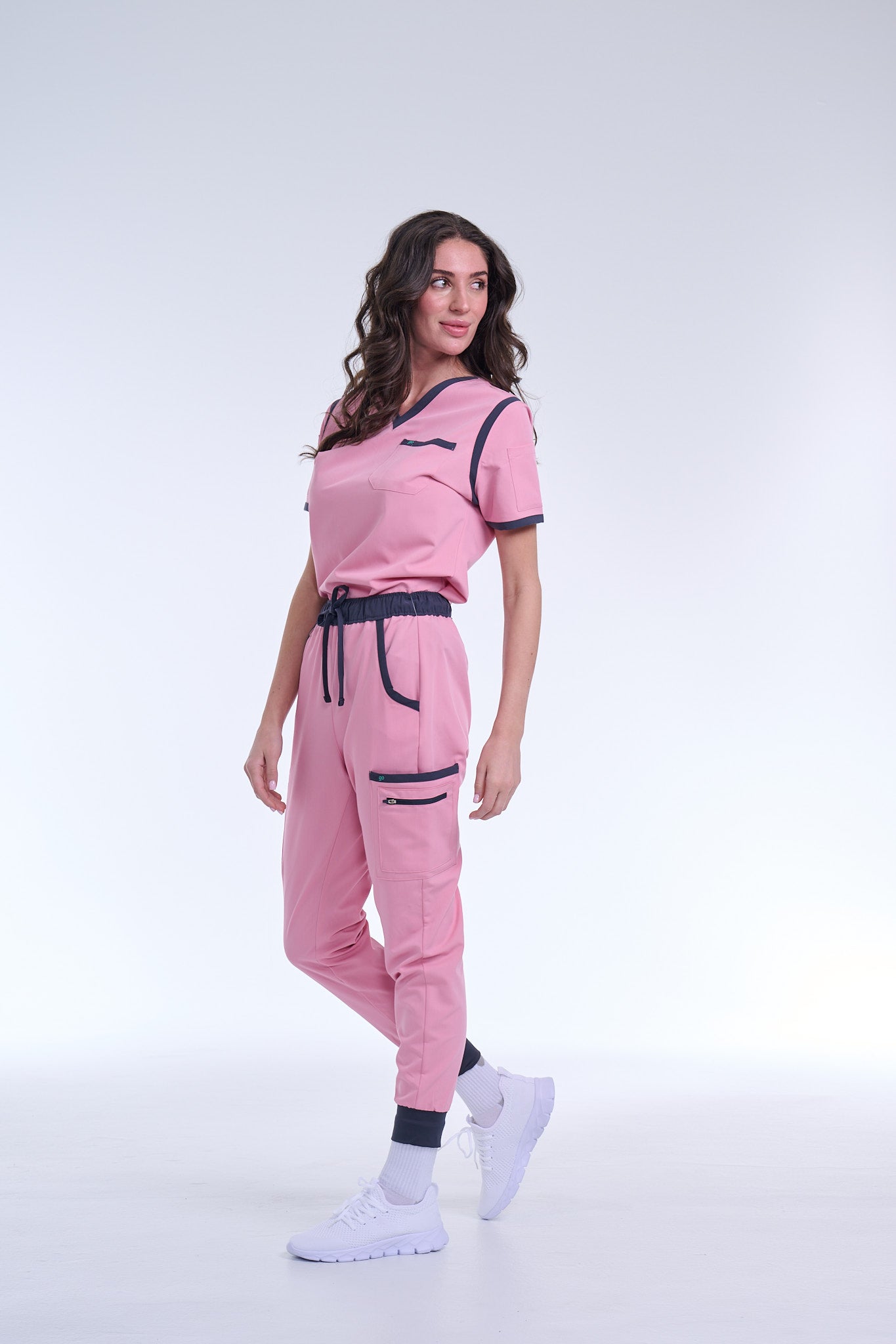 Women's Pink / Grey Jogger Scrub Pants
