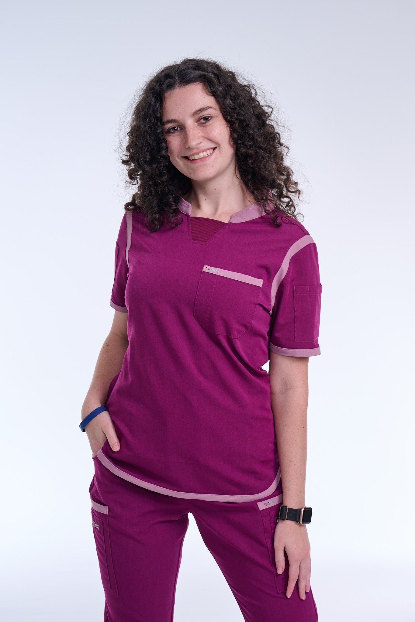 Women's Raspberry Pink / Mauve C-Collar Scrub Top