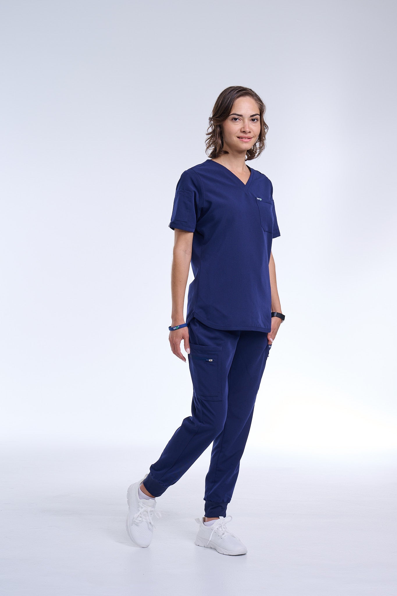 Women's Navy Blue V-Neck Scrub Top