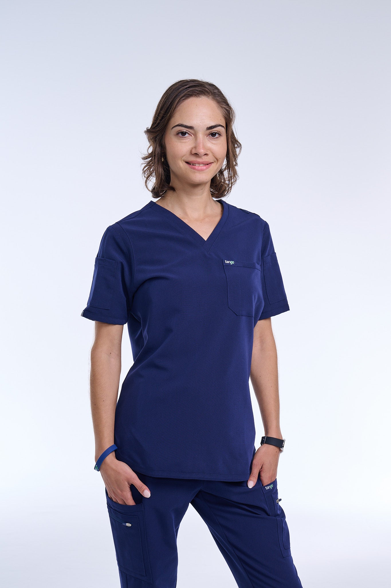 Women's Navy Blue V-Neck Scrub Top