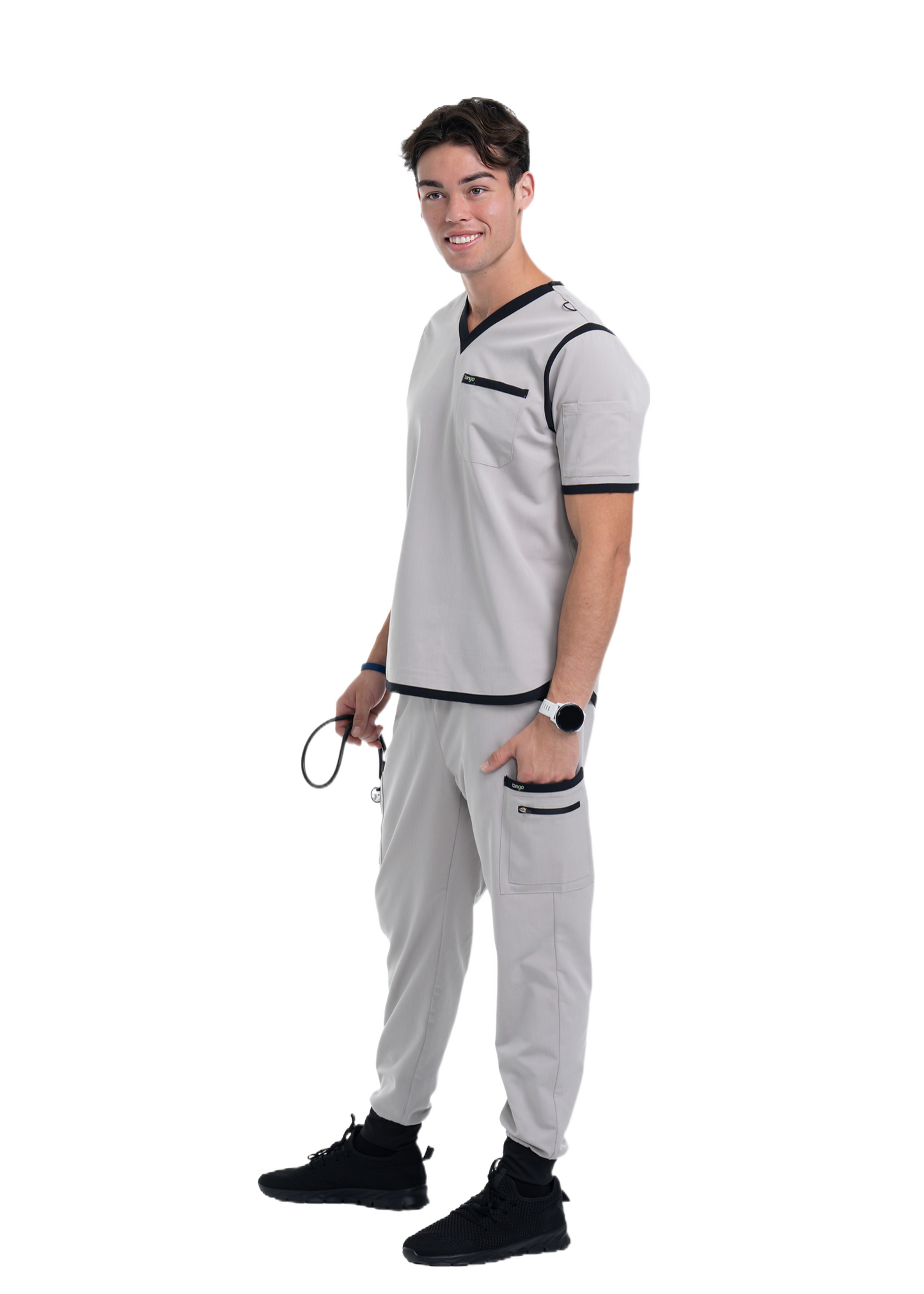 Men's Grey / Black Jogger Scrub Pants