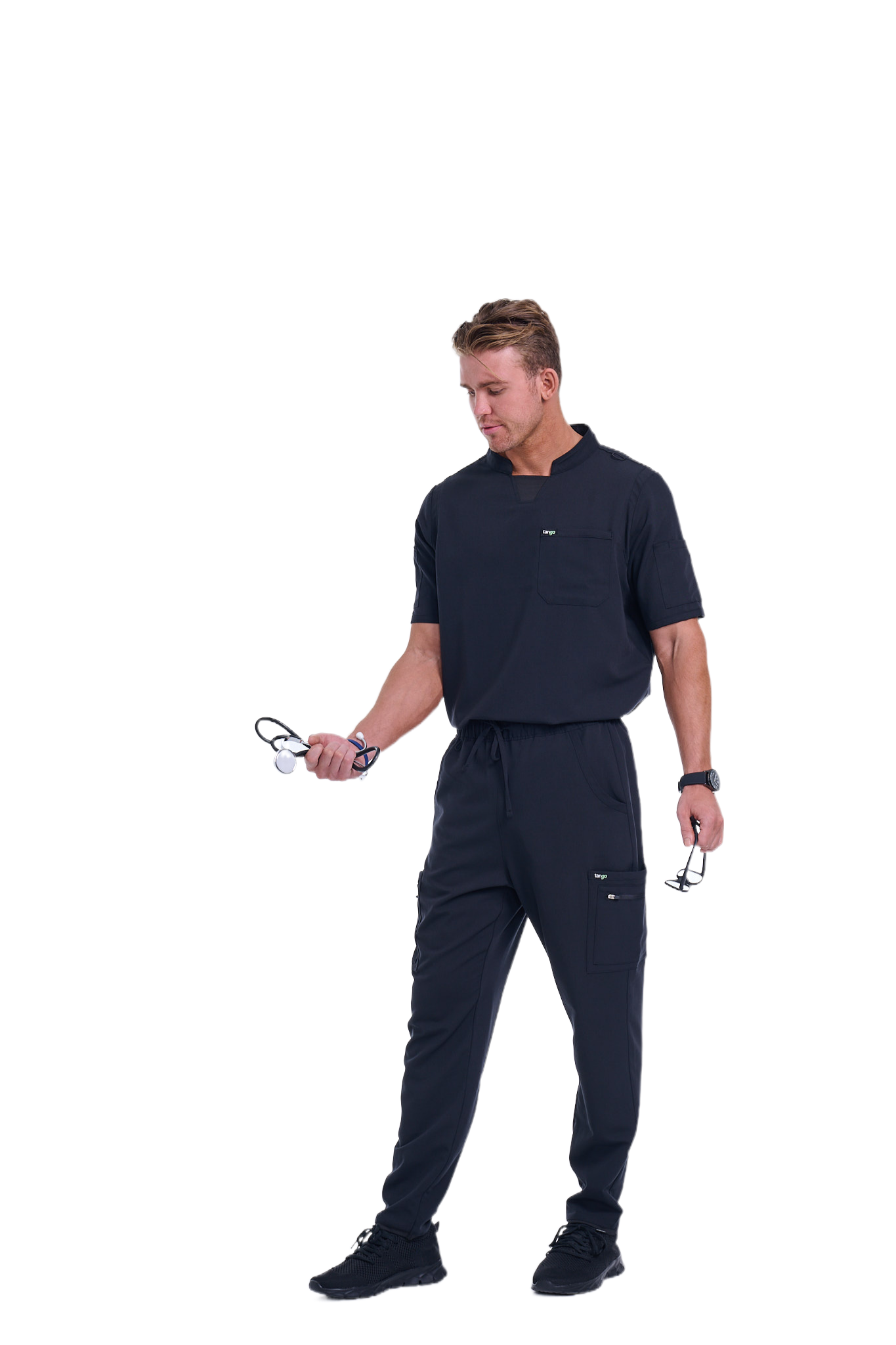 Men's Jet Black Straight Leg Scrub Pants