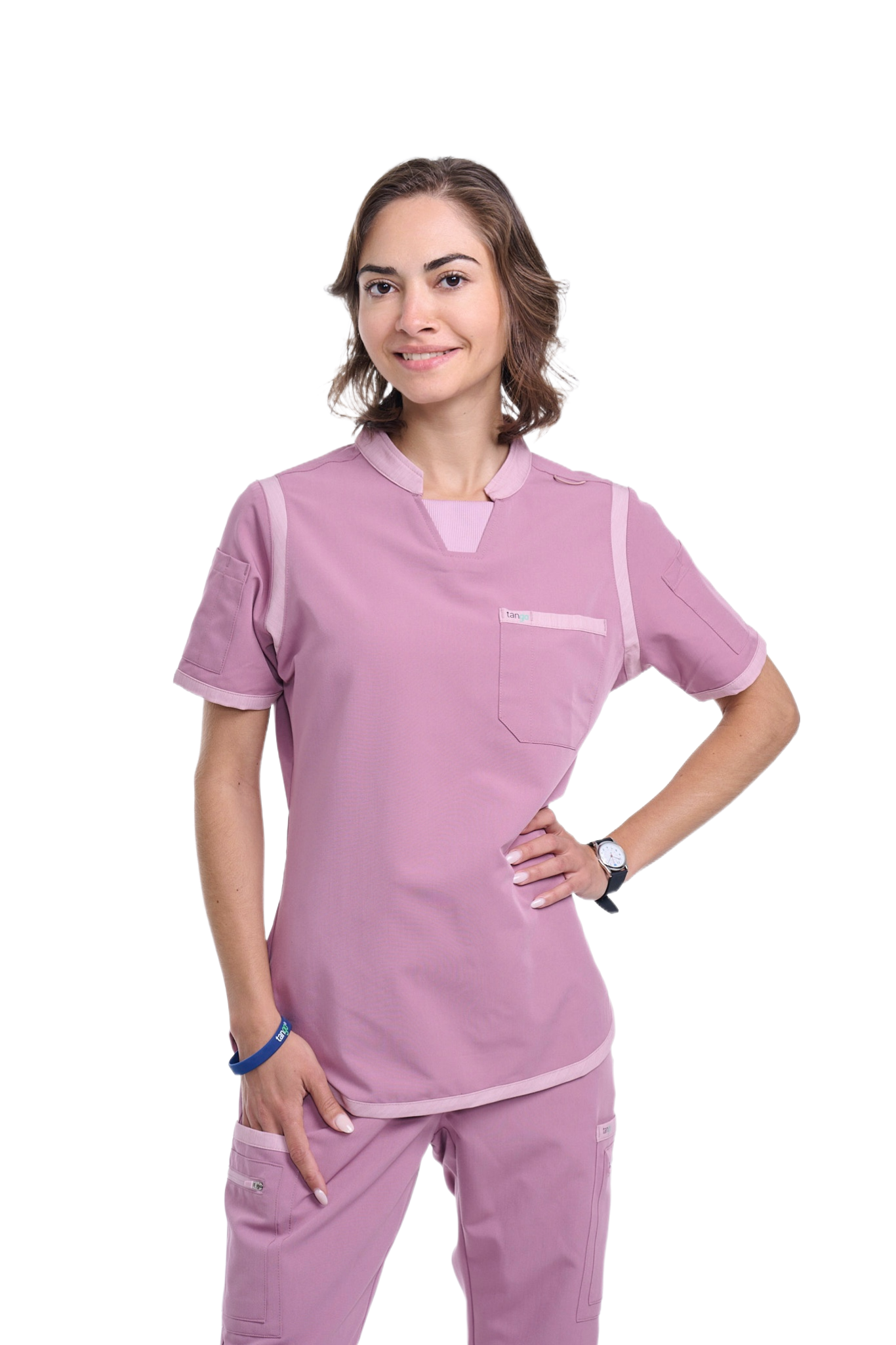 Women's Mauve / Light Mauve C-Collar Scrub Top