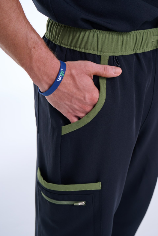 Men's Jet Black / Olive Jogger Scrub Pants