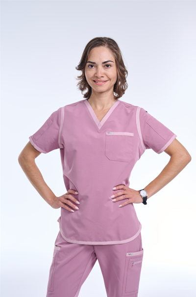 Women's Rose Pink / Mauve V-Neck Scrub Top