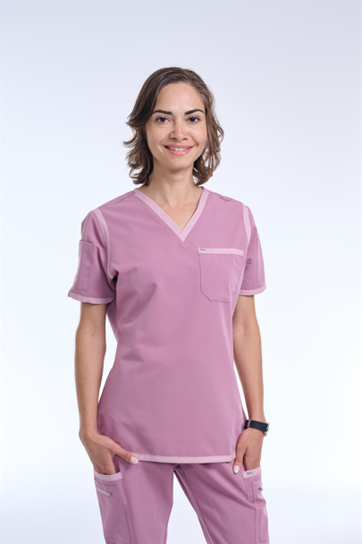 Women's Rose Pink / Mauve V-Neck Scrub Top