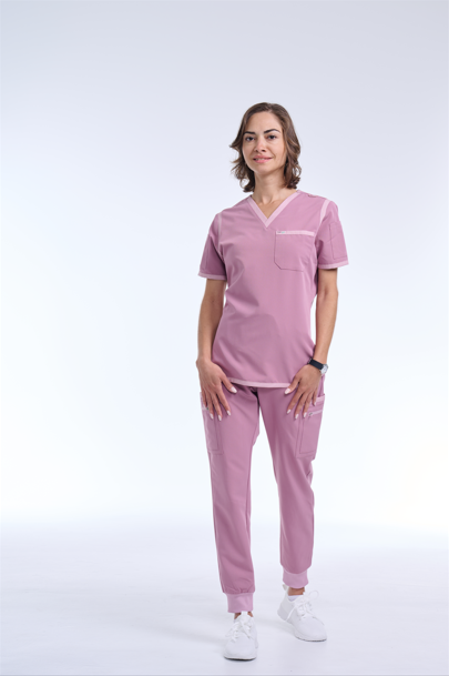 Women's Rose Pink / Mauve V-Neck Scrub Top