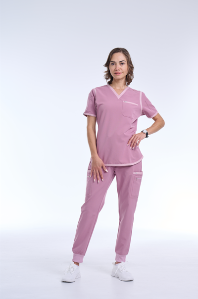 Women's Rose Pink / Mauve V-Neck Scrub Top