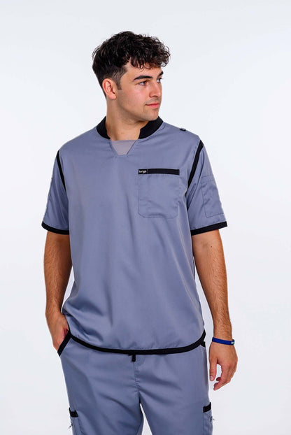 SilverBlack Scrub Top