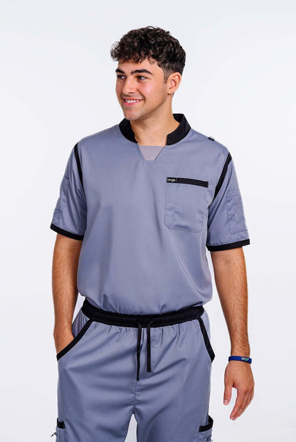 SilverBlack Scrub Top