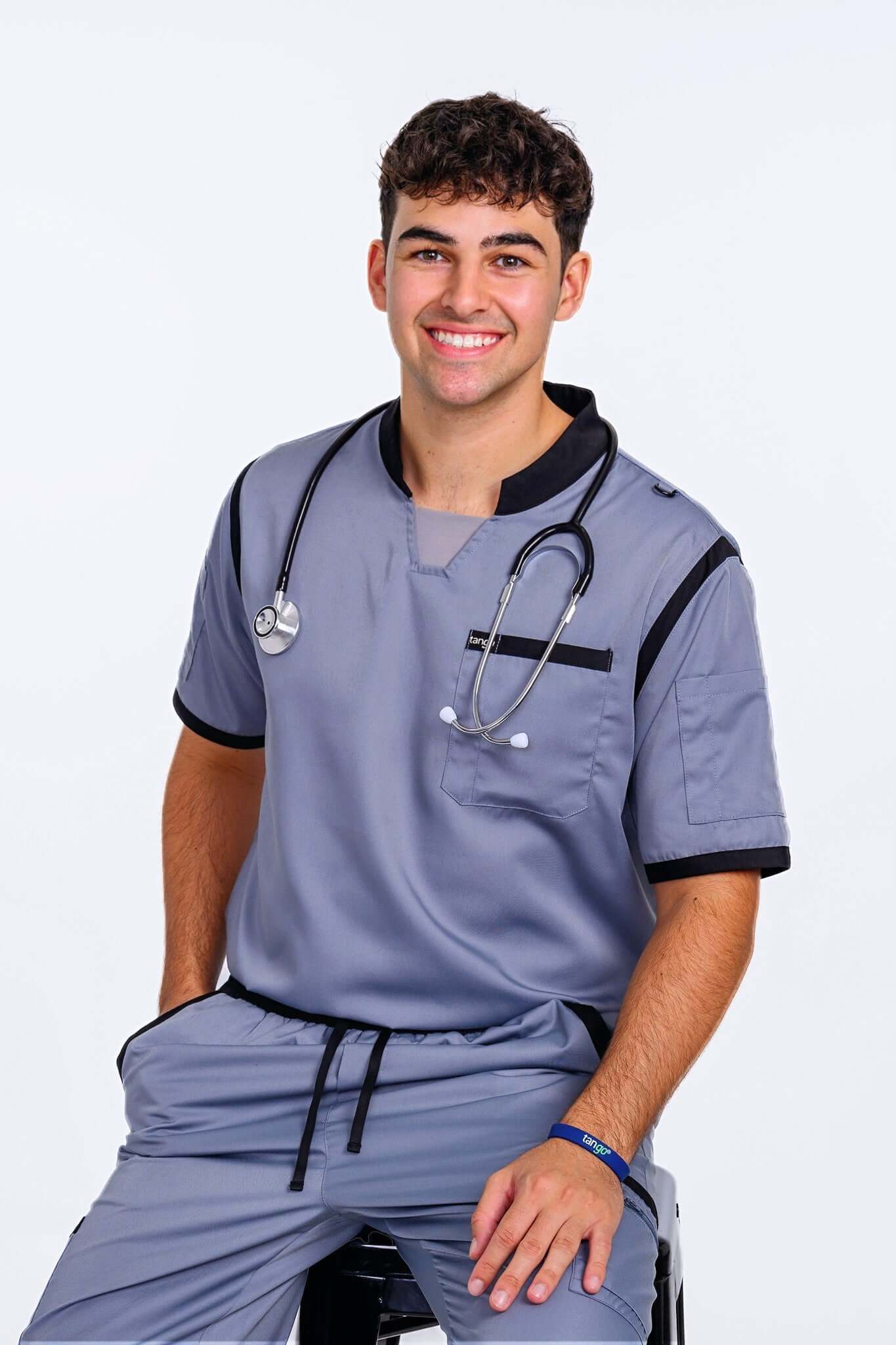 SilverBlack Scrub Top