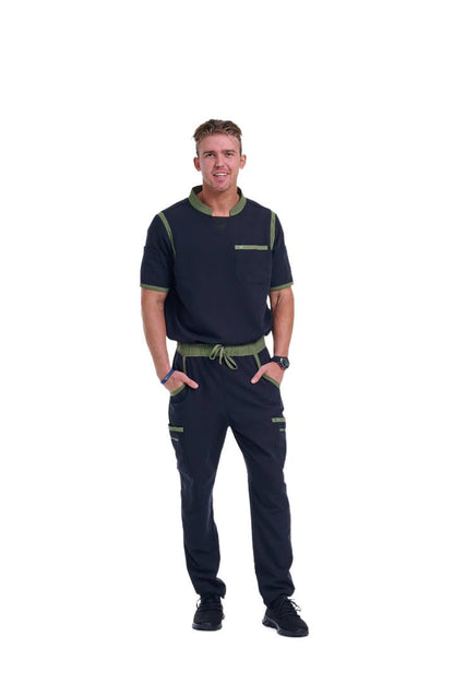 Men's Jet Black / Olive Straight Leg Scrub Pants