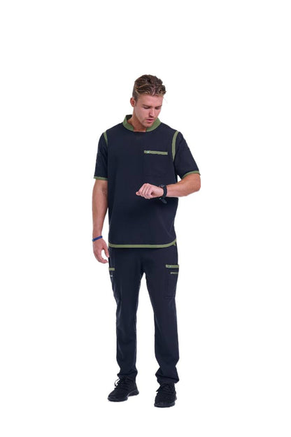 Men's Jet Black / Olive Straight Leg Scrub Pants