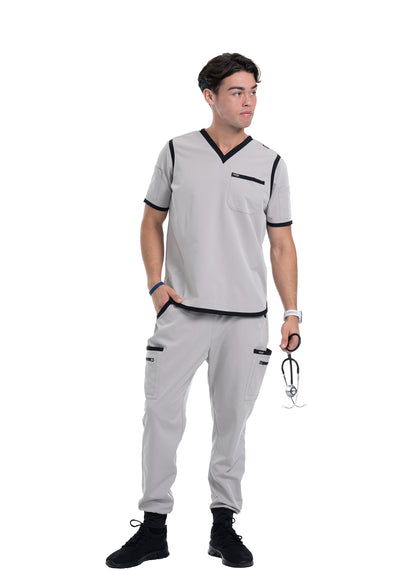 Men's Silver / Black Jogger Scrub Pants