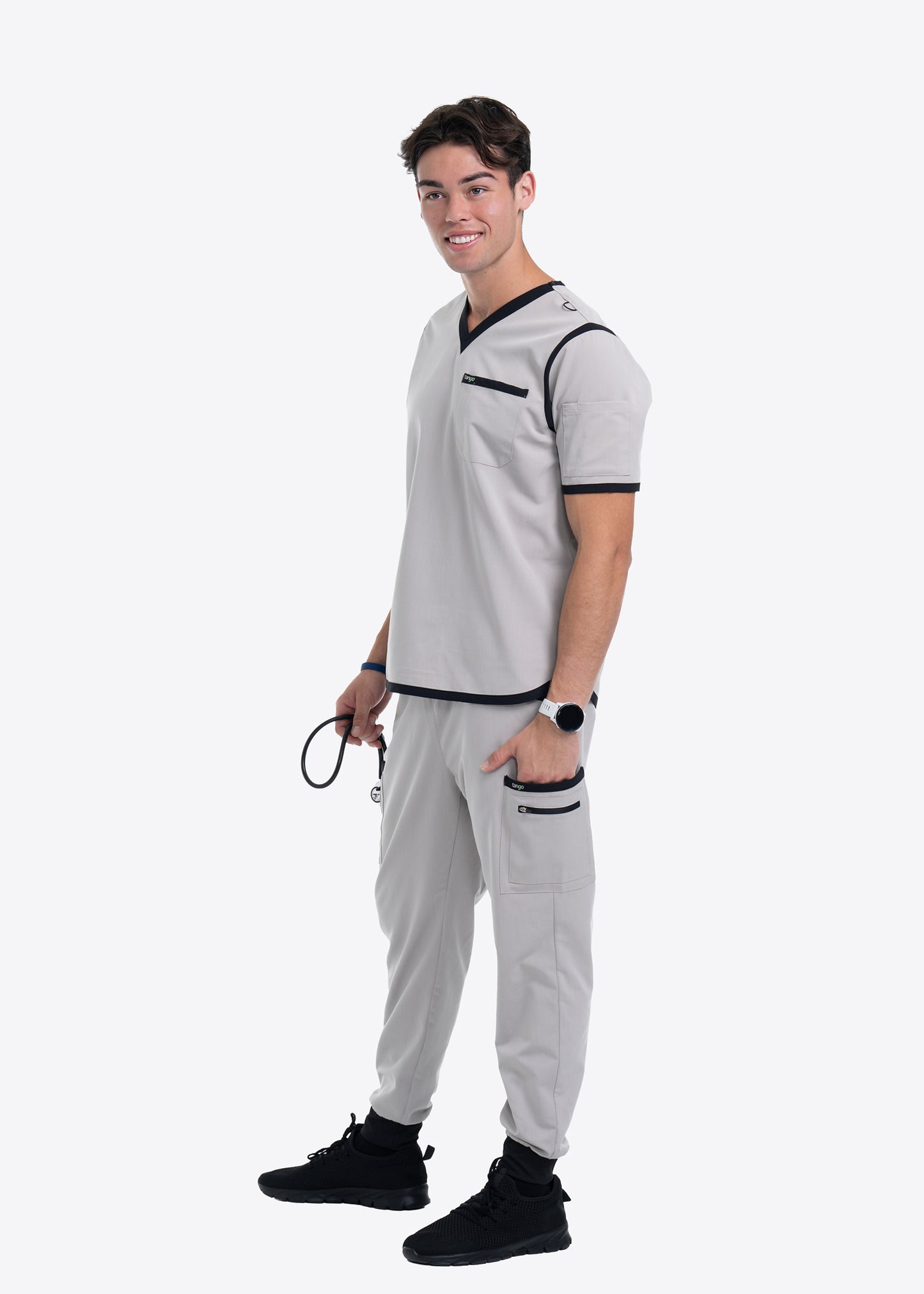 Men's Silver / Black Jogger Scrub Pants