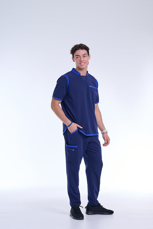 Men's Navy / Royal Blue Straight Scrub Pants
