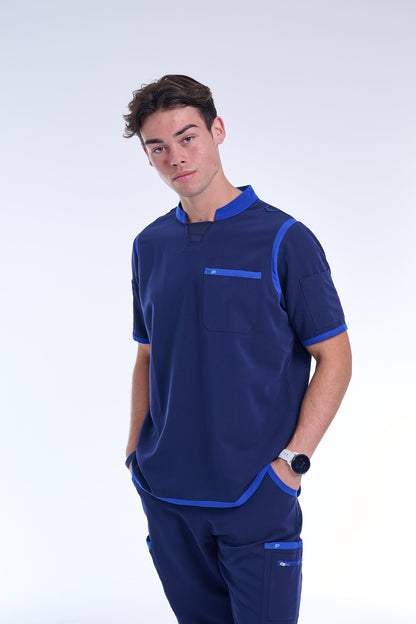 Men's Navy / Royal Blue C-Collar Scrub Top