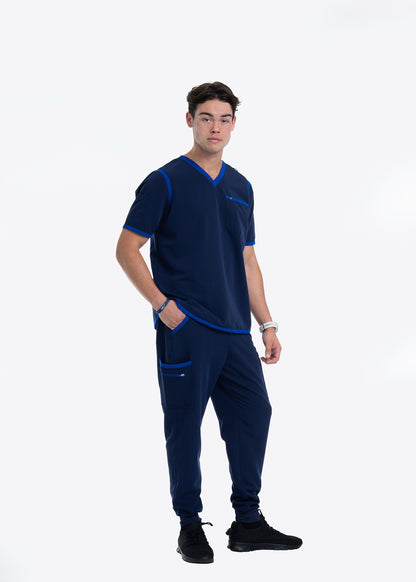 Men's Navy / Royal Blue V-Neck Scrub Top