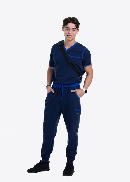 Men's Navy / Royal Blue V-Neck Scrub Top