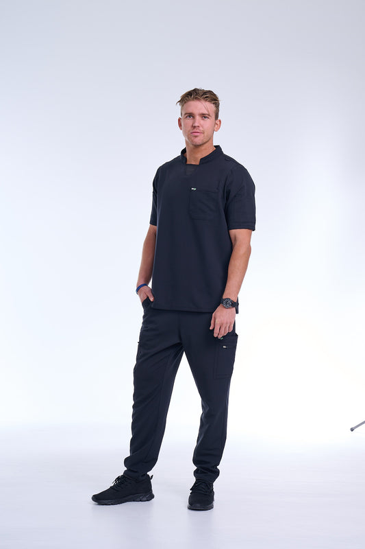 Men's Jet Black Straight Scrub Pants