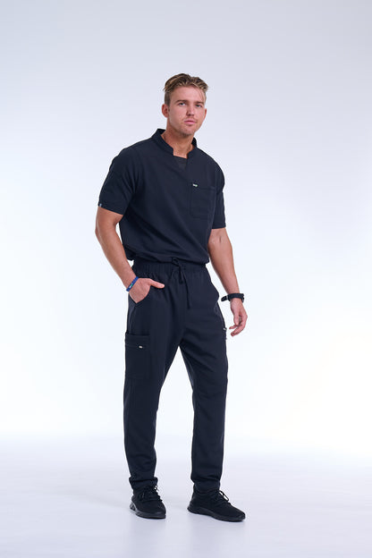 Men's Jet Black Straight Scrub Pants