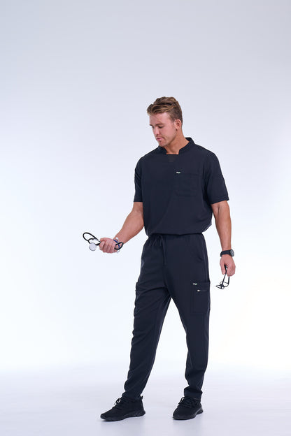 Men's Jet Black Straight Scrub Pants