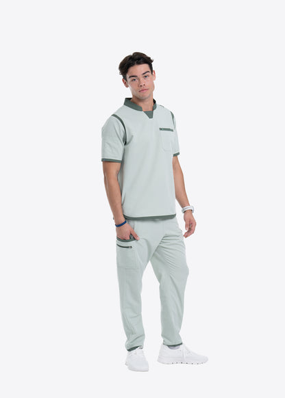 Men's Sea Green C-Collar Scrub Top
