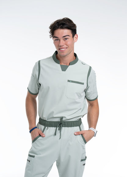 Men's Sea Green C-Collar Scrub Top