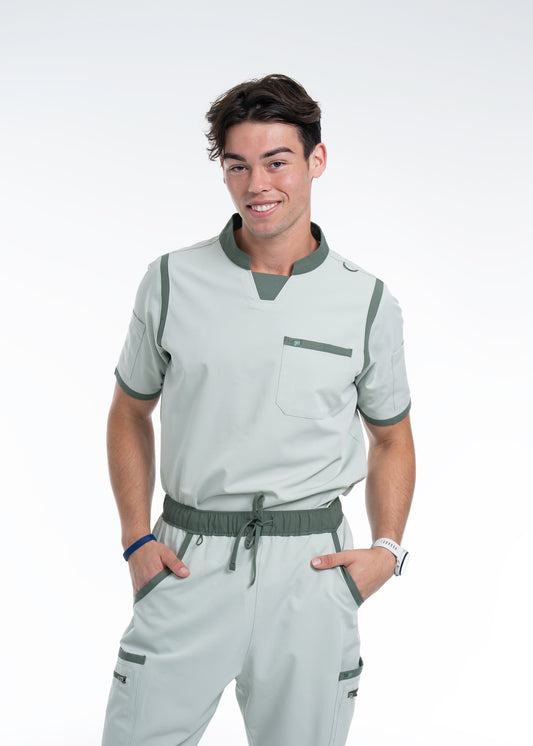 Men's Sea Green C-Collar Scrub Top