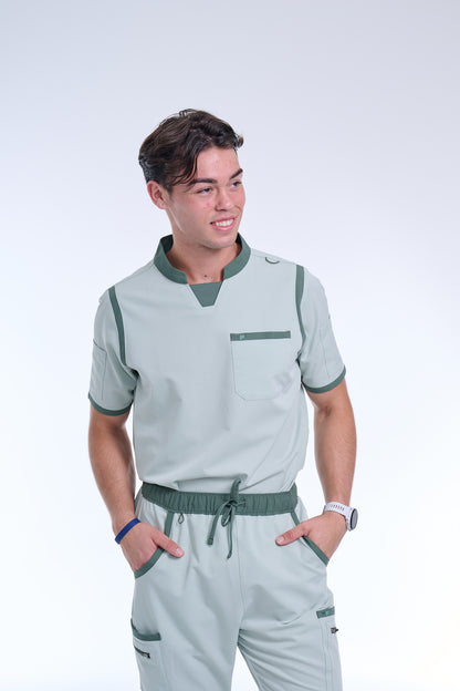 Men's Sea Green C-Collar Scrub Top