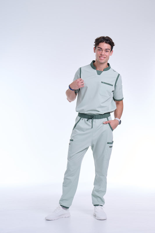 Men's Sea Green Straight Scrub Pants