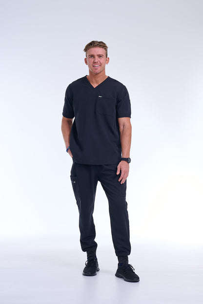 Men's Jet Black Jogger Scrub Pants